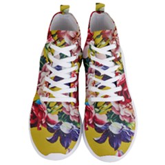 Textile Printing Flower Rose Cover Men s Lightweight High Top Sneakers by Sapixe