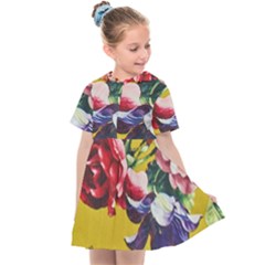 Textile Printing Flower Rose Cover Kids  Sailor Dress