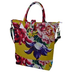 Textile Printing Flower Rose Cover Buckle Top Tote Bag