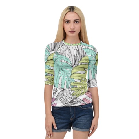 Leaves Tropical Nature Plant Quarter Sleeve Raglan Tee by Sapixe