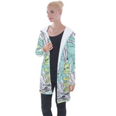 Leaves Tropical Nature Plant Longline Hooded Cardigan