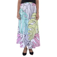 Leaves Tropical Nature Plant Flared Maxi Skirt by Sapixe