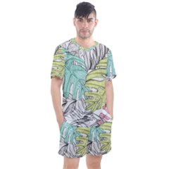 Leaves Tropical Nature Plant Men s Mesh Tee And Shorts Set