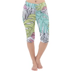 Leaves Tropical Nature Plant Lightweight Velour Cropped Yoga Leggings