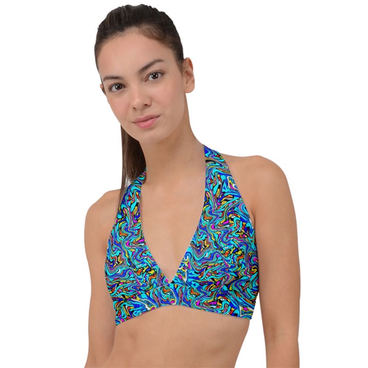 NEW STUFF-9 Halter Plunge Bikini Top