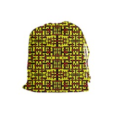 Red Black Yellow Drawstring Pouch (large) by ArtworkByPatrick