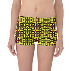 Red Black Yellow Reversible Boyleg Bikini Bottoms by ArtworkByPatrick