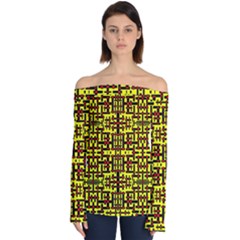 Red Black Yellow Off Shoulder Long Sleeve Top by ArtworkByPatrick