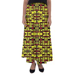 Red Black Yellow Flared Maxi Skirt by ArtworkByPatrick