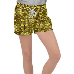 Red Black Yellow Women s Velour Lounge Shorts by ArtworkByPatrick