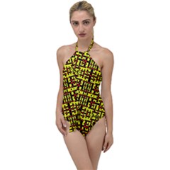 Red Black Yellow Go With The Flow One Piece Swimsuit by ArtworkByPatrick