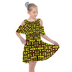 Red Black Yellow Kids  Shoulder Cutout Chiffon Dress by ArtworkByPatrick