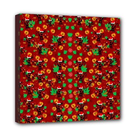 Christmas Time With Santas Helpers Mini Canvas 8  X 8  (stretched) by pepitasart