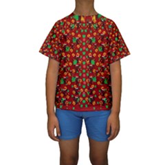 Christmas Time With Santas Helpers Kids  Short Sleeve Swimwear by pepitasart