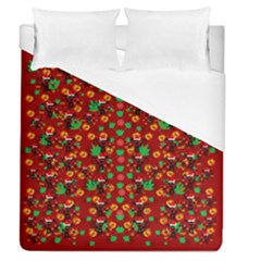 Christmas Time With Santas Helpers Duvet Cover (queen Size) by pepitasart