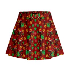 Christmas Time With Santas Helpers Mini Flare Skirt by pepitasart