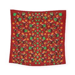 Christmas Time With Santas Helpers Square Tapestry (small) by pepitasart