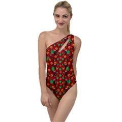 Christmas Time With Santas Helpers To One Side Swimsuit by pepitasart