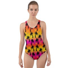 Sunsets & Palm Trees Cut-out Back One Piece Swimsuit by Seashineswimwear