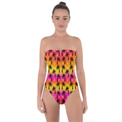 Sunsets & Palm Trees Tie Back One Piece Swimsuit by Seashineswimwear