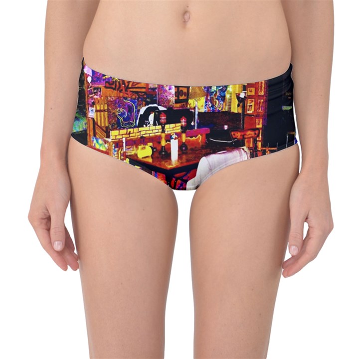 PAINTED HOUSE Mid-Waist Bikini Bottoms