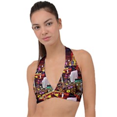 Painted House Halter Plunge Bikini Top