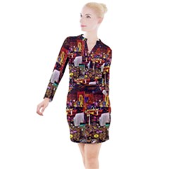 Painted House Button Long Sleeve Dress by MRTACPANS