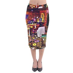 Painted House Velvet Midi Pencil Skirt by MRTACPANS