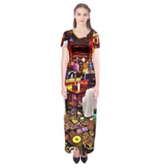 Painted House Short Sleeve Maxi Dress