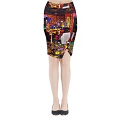 Painted House Midi Wrap Pencil Skirt by MRTACPANS