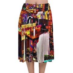 Painted House Velvet Flared Midi Skirt by MRTACPANS