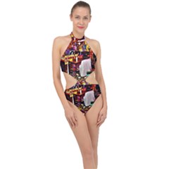 Painted House Halter Side Cut Swimsuit by MRTACPANS