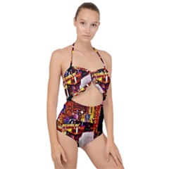 Painted House Scallop Top Cut Out Swimsuit by MRTACPANS