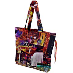 Painted House Drawstring Tote Bag