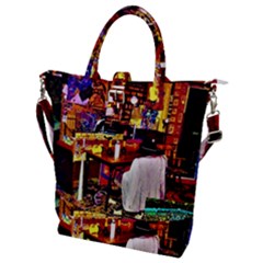 Painted House Buckle Top Tote Bag