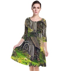 Landscape # 3 The Shed Quarter Sleeve Waist Band Dress by ArtworkByPatrick