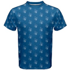 Quebec French Royal Fleur De Lys Elegant Pattern Blue Blue Quebec Fleur De Lys Pattern Blue Men s Cotton Tee by Quebec