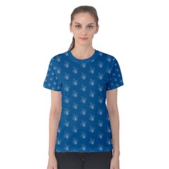 Quebec French Royal Fleur De Lys Elegant Pattern Blue Blue Quebec Fleur De Lys Pattern Blue Women s Cotton Tee