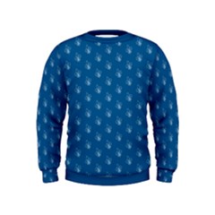 Quebec French Royal Fleur De Lys Elegant Pattern Blue Blue Quebec Fleur De Lys Pattern Blue Kids  Sweatshirt