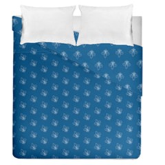 Quebec French Royal Fleur De Lys Elegant Pattern Blue Blue Quebec Fleur De Lys Pattern Blue Duvet Cover Double Side (queen Size) by Quebec