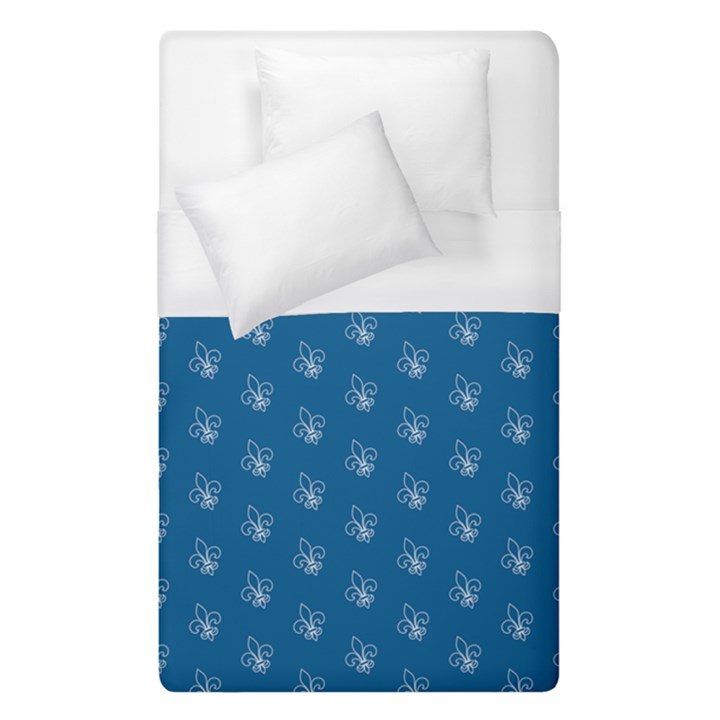 Quebec French Royal Fleur De Lys Elegant Pattern Blue Blue Quebec Fleur De Lys Pattern Blue Duvet Cover (Single Size)