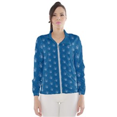 Quebec French Royal Fleur De Lys Elegant Pattern Blue Blue Quebec Fleur De Lys Pattern Blue Windbreaker (women)