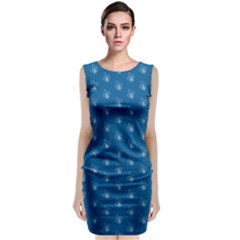 Quebec French Royal Fleur De Lys Elegant Pattern Blue Blue Quebec Fleur De Lys Pattern Blue Classic Sleeveless Midi Dress