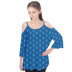 Quebec French Royal Fleur De Lys Elegant Pattern Blue Blue Quebec Fleur De Lys Pattern Blue Flutter Tees