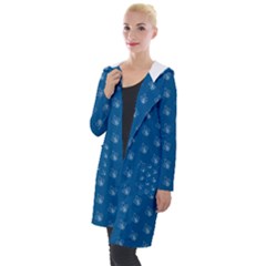 Quebec French Royal Fleur De Lys Elegant Pattern Blue Blue Quebec Fleur De Lys Pattern Blue Hooded Pocket Cardigan