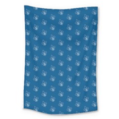 Quebec French Royal Fleur De Lys Elegant Pattern Blue Blue Quebec Fleur De Lys Pattern Blue Large Tapestry by Quebec