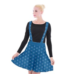 Quebec French Royal Fleur De Lys Elegant Pattern Blue Blue Quebec Fleur De Lys Pattern Blue Suspender Skater Skirt by Quebec