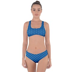 Quebec French Royal Fleur De Lys Elegant Pattern Blue Blue Quebec Fleur De Lys Pattern Blue Criss Cross Bikini Set