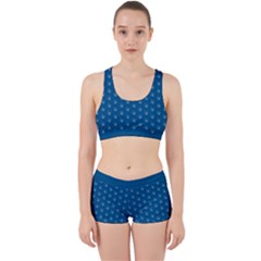 Quebec French Royal Fleur De Lys Elegant Pattern Blue Blue Quebec Fleur De Lys Pattern Blue Work It Out Gym Set