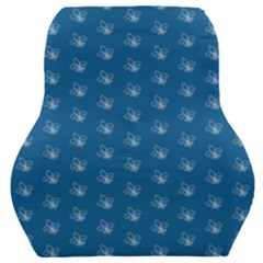 Quebec French Royal Fleur De Lys Elegant Pattern Blue Blue Quebec Fleur De Lys Pattern Blue Car Seat Back Cushion 